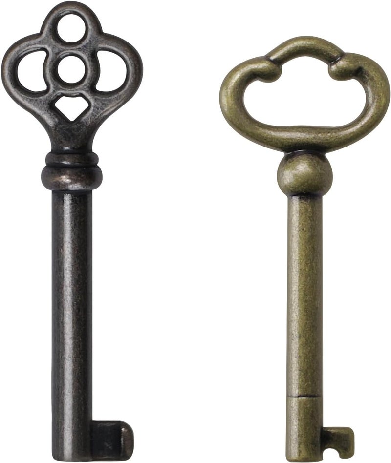 VIDABTE KY-2AB and KY-3AB Skeleton Key, Hollow Barrel Skeleton Keys, Antique Brass Keys, Antique Key for Vintage Furniture and Locks - Image 1